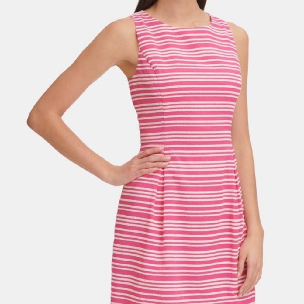 TOMMY HILFIGER STRIPE DRESS PINK WHITE SLEEVELESS SIZE 10 PETITE NEW 10P - Picture 11 of 13